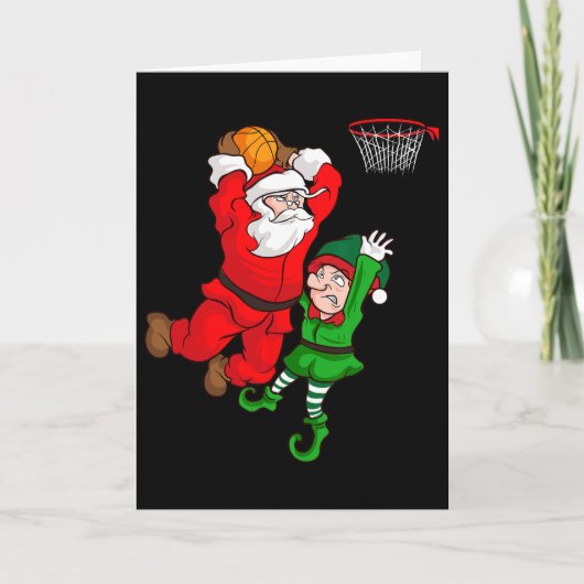 Kerstsketch Kerstman Slam Dunk Elf Funny H Kaart (Voorkant)