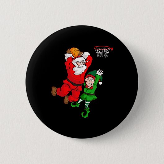 Kerstsketch Kerstman Slam Dunk Elf Funny H Ronde Button 5,7 Cm (Voorkant)