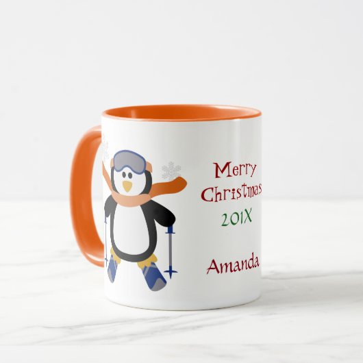 Kerstski Pinguïn Mok (Voorkant links)