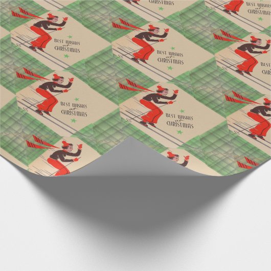 kerstskieerdruk 1950 cadeaupapier (Hoek)