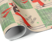 kerstskieerdruk 1950 cadeaupapier (Rol Hoek)