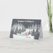 Kerstskiën en winterpijnen feestdagen kaart (Voorkant)