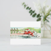 Kerstskiën Santa Snowmobile Ski Feestdagenkaart (Staand voorkant)