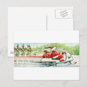 Kerstskiën Santa Snowmobile Ski Feestdagenkaart (Voorkant / Achterkant)