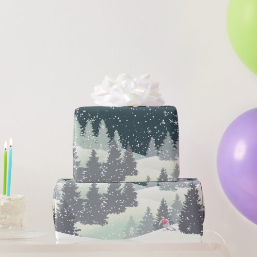 Kerstskiër in winterpijnen cadeaupapier (Feestgeschenken)