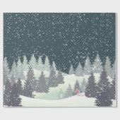 Kerstskiër in winterpijnen cadeaupapier (Vlak)