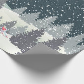 Kerstskiër in winterpijnen cadeaupapier (Hoek)