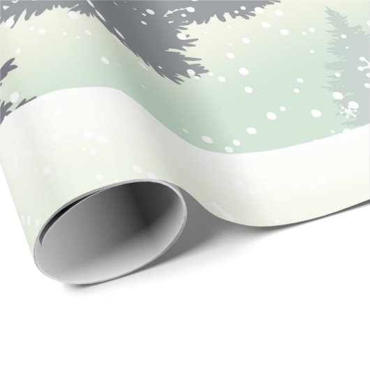 Kerstskiër in winterpijnen cadeaupapier (Rol Hoek)