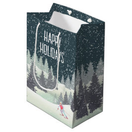 Kerstskiër in winterpijnen medium cadeauzakje