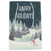 Kerstskiër in winterpijnen medium cadeauzakje (Voorkant)