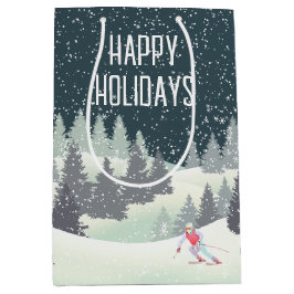 Kerstskiër in winterpijnen medium cadeauzakje
