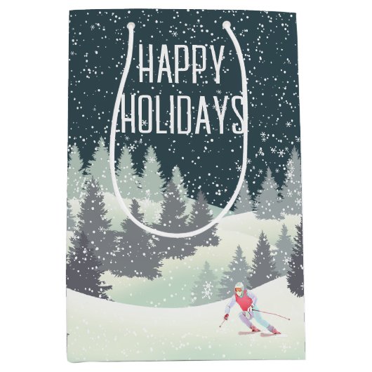 Kerstskiër in winterpijnen medium cadeauzakje (Voorkant)