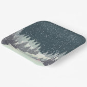 Kerstskiër in winterpijnen papieren bordje (Gebogen)