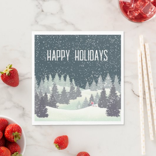 Kerstskiër in winterpijnen servet (Insitu)