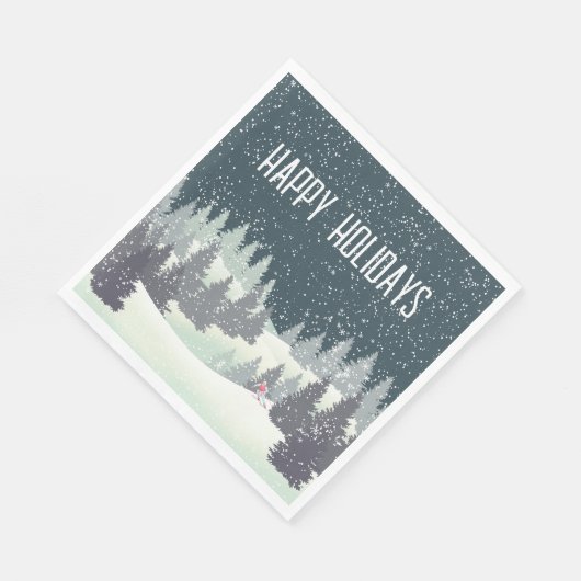 Kerstskiër in winterpijnen servet (Hoek)