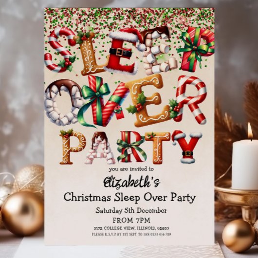 Kerstslaap over verjaardagsfeestje kaart