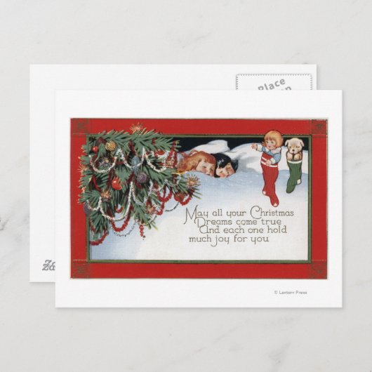 Kerstslaapkinderen en een gedicht feestdagenkaart (Voorkant / Achterkant)