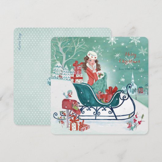 kerstslaapmeisje - groeten feestdagenkaart (Voorkant / Achterkant)