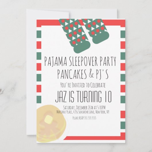 Kerstslaappover Pajamas Pancakes Birthday Kaart (Voorkant)