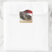 Kerstslaapstand Otter Vierkante Sticker (Tas)