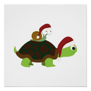 Kerstslak op een schildpad perfect poster