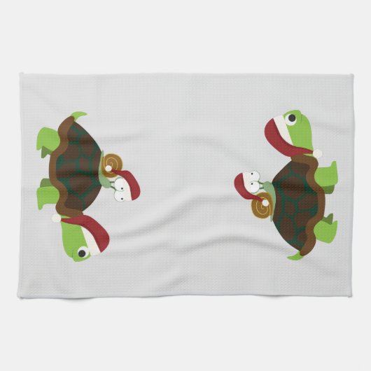 Kerstslak op een schildpad theedoek (Horizontaal)