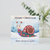 Kerstslak Sneeuw Feestelijke woordspeling Grappig  Feestdagenkaart (Staand voorkant)