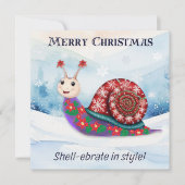 Kerstslak Sneeuw Feestelijke woordspeling Grappig  Feestdagenkaart (Voorkant)