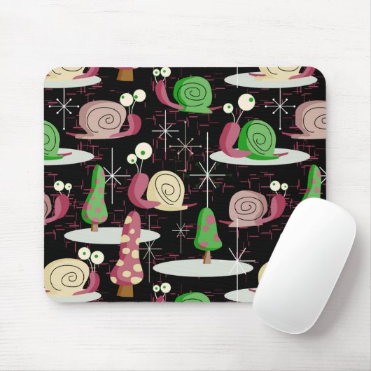 Kerstslakken - MidCentury Retro — Muismat (Met muis)