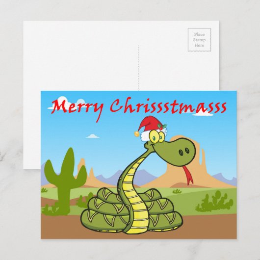 Kerstslang in Santa Hat Feestdagenkaart (Voorkant / Achterkant)