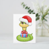 Kerstslang met een cadeau. feestdagenkaart (Staand voorkant)