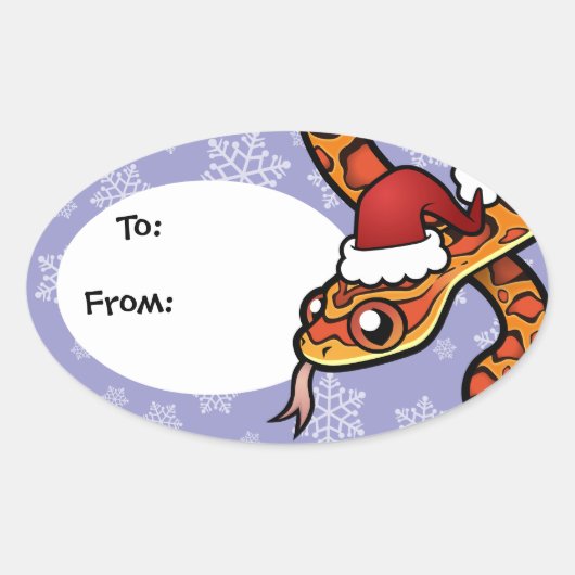 Kerstslang Ovale Sticker (Voorkant)