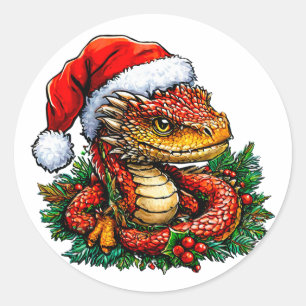 Kerstslang Uniek Winter Dieren Cadeau Ronde Sticker