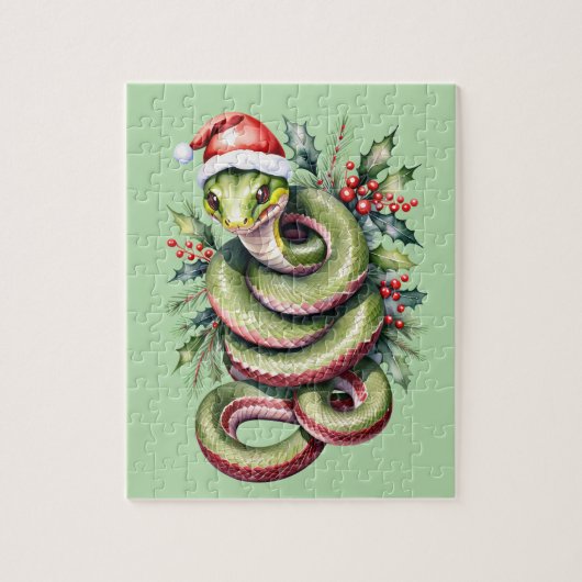 Kerstslang Winter Hulst Bladeren Legpuzzel (Verticaal)