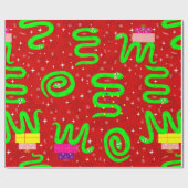 Kerstslangen Kerstverlichting Sneeuwvlokken Rood Cadeaupapier (Vlak)