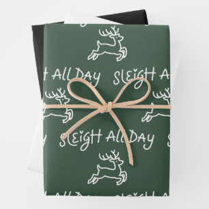 Kerstslede de hele dag Funny Christmas Holiday-fee Inpakpapier Vel