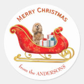 Kerstslee Buff Cocker Spaniel hond Ronde Sticker (Voorkant)