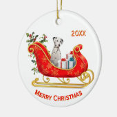 Kerstslee Dalmatische hond Keramisch Ornament (Links)