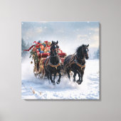 Kerstslee gevuld met cadeautjes canvas afdruk (Voorkant)