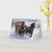 Kerstslee gevuld met cadeautjes kaart (Gele Bloem)