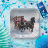 Kerstslee gevuld met cadeautjes papieren bordje (Feest)