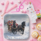 Kerstslee gevuld met cadeautjes papieren bordje (Feest)