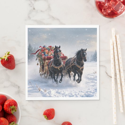 Kerstslee gevuld met cadeautjes servet (Insitu)