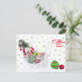 Kerstslee gevuld met Ornamenten  Feestdagenkaart (Staand voorkant)