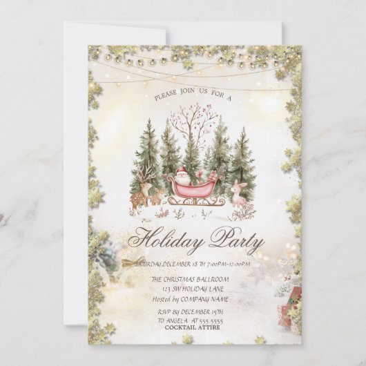 Kerstslee Kerstman Bos Vakantie Kaart (Voorkant)