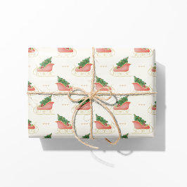 Kerstslee met boom en geschenken cadeaupapier