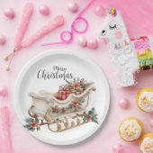 Kerstslee met Cadeaus Papieren Bordje (Feest)