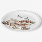 Kerstslee met Cadeaus Papieren Bordje (Gekanteld)