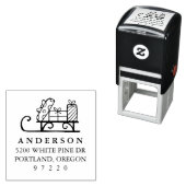 Kerstslee met cadeaus Retouradres Zelfinktende Stempel (In situ)