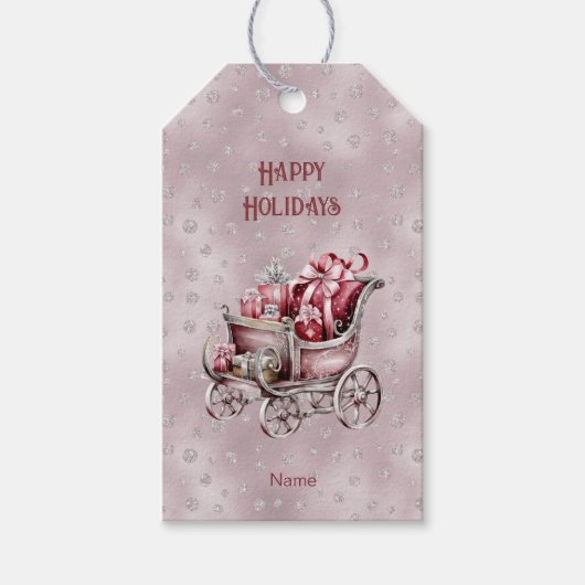 Kerstslee met cadeaus Vakantie cadeau Label Cadeaulabel (Voorkant)